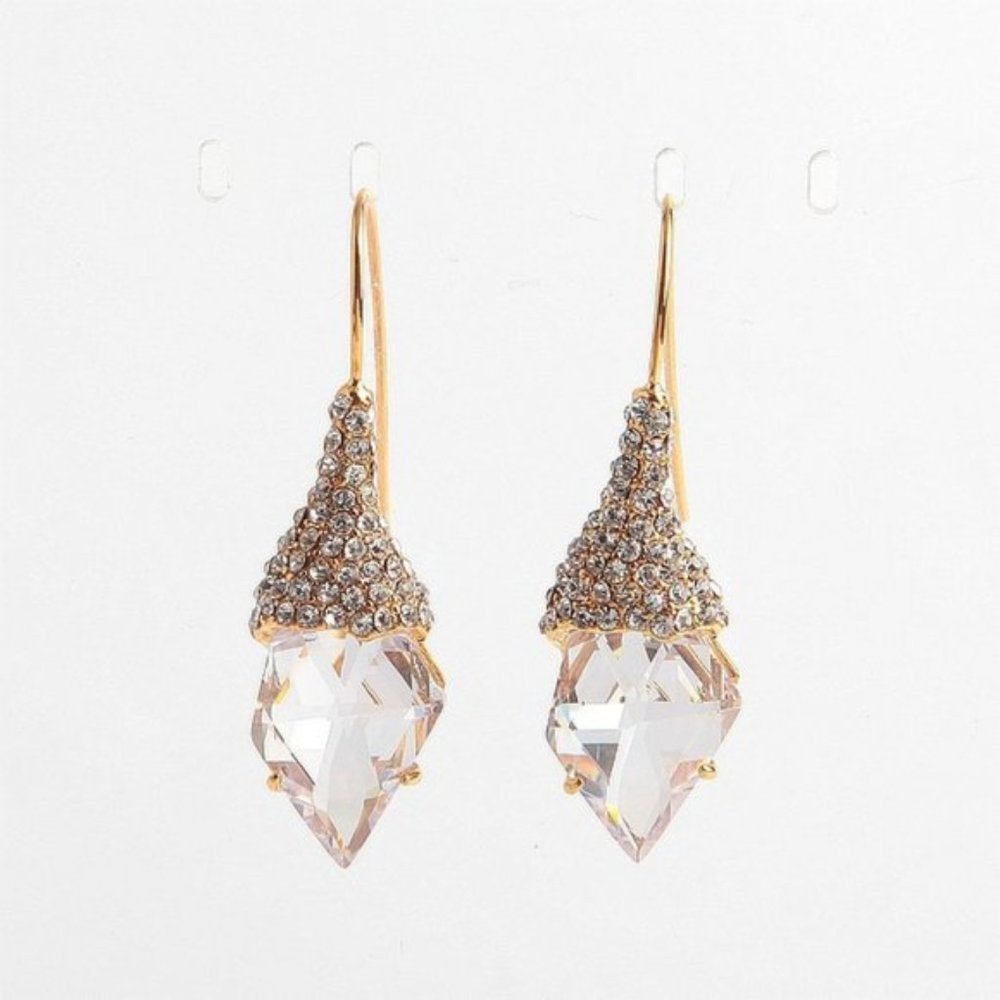 Alexis Bittar Diamond White Crystal Drop Earrings